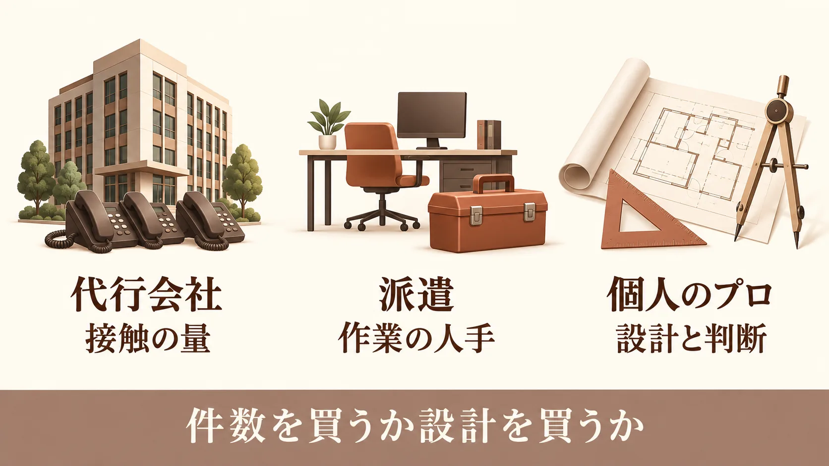 依頼先の種類ごとの特徴
