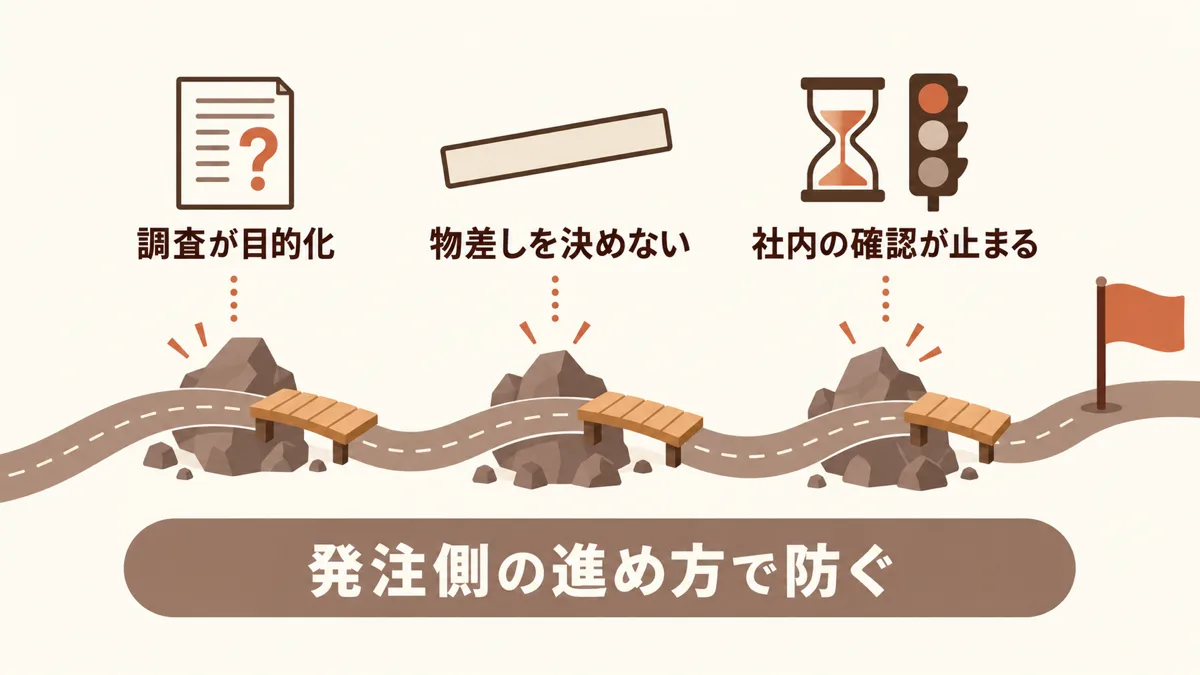 市場調査の外注がつまずく型と防ぎ方