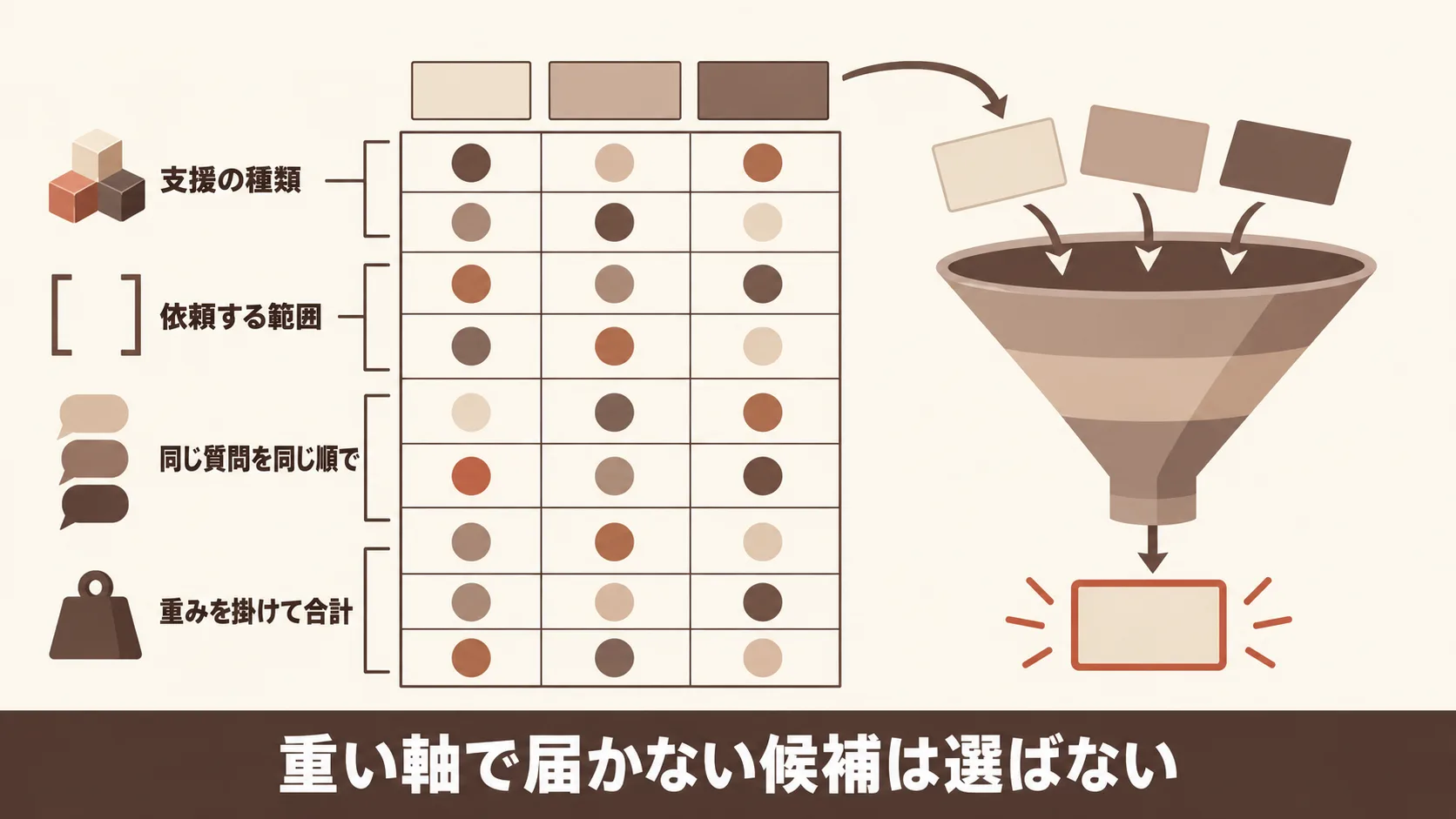 比較表で候補を1社に絞る進め方